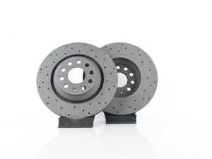 ES#3571114 - HTC4539 - Talon Rear Cross Drilled & Slotted Brake Rotors - Pair (310x22) - Upgrade to a slotted / cross-drilled rotor for improved braking - Hawk - Audi Volkswagen