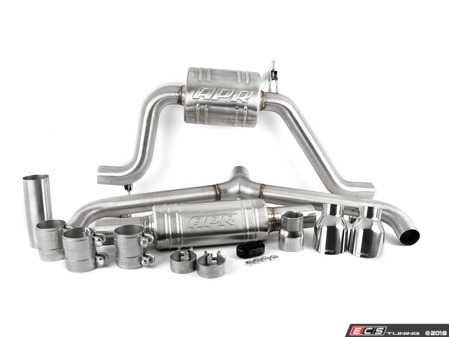ES#3603444 - CBK0008 - APR MK7 GTI Cat-Back Exhaust System - Resonated - Hand-crafted T304 stainless-steel construction. Includes front muffler for quieter operation. - APR - Volkswagen