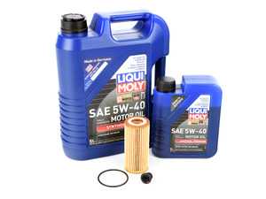 ES#3604042 - 06l103801dKT1 - Oil Service Kit - Includes 6 liters of Liqui Moly Synthoil Premium Engine Oil (5w-40), Hengst filter, drain plug with o-ring, and oil sticker - Assembled By ECS - Audi