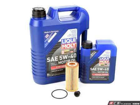 ES#3604042 - 06l103801dKT1 - Oil Service Kit - Includes 6 liters of Liqui Moly Synthoil Premium Engine Oil (5w-40), Hengst filter, drain plug with o-ring, and oil sticker - Assembled By ECS - Audi