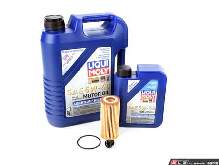 ES#3604038 - 06l103801dKT - Oil Service Kit - Includes 6 liters of Liqui Moly Leichtlauf High Tech Engine Oil (5w-40), Hengst filter, drain plug with o-ring, and oil sticker - Assembled By ECS - Audi