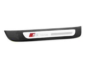 ES#451513 - 8K0853376B01C - Right Rear S-Line Door Sill - Satin Black / Aluminum - Keep your interior looking clean, replace your scuffed door sills - Genuine Volkswagen Audi - Audi