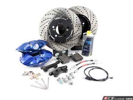 ES#3561410 - 053118ecsKT - ECS M Performance Rear Big Brake Kit - Blue - Upgrade to the F30 M Performance calipers with larger 2-piece rotors and stainless steel brake lines - ECS - BMW
