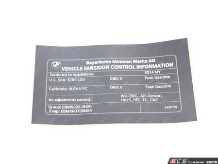 ES#2643706 - 71228616709 - Exhaust Emissions Label - Genuine BMW - BMW