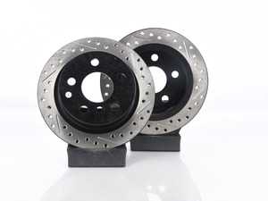 ES#3524846 - 34216799383kt3KT - Cross Drilled & Slotted Rear Brake Rotors - Pair 10.19" (259x10) - This design removes performance robbing outgas and material dust caused by braking - StopTech - MINI