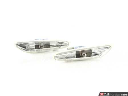 ES#3603817 - 63137253326KT - Clear Side Marker Set - Includes left and right side marker and chrome stealth bulbs - Assembled By ECS - BMW