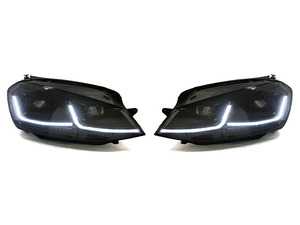 ES#3612277 - HVWG7HL-75B2 - MK7.5 Style Headlight Set - Black Trim - (NO LONGER AVAILABLE) - MK7.5 looks with MK7 fitment. Features switchback DRLs/sequential indicators. - Helix - 