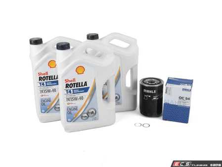 ES#3618436 - 93010776401PE1KT - Air-Cooled 911 Oil Change Kit 15w-40 - Featuring Mahle OC54 Oil Filter and Rotella T4 15w-40 Mineral Oil - Shell - Porsche