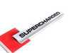 ES#2093828 - 4F0853601A2ZZ - "Supercharged" Badge - Red/Chrome - Priced Each - Display your forced induction engine in brilliant Audi red - Genuine Volkswagen Audi - Audi