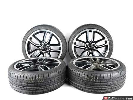 ES#2101915 - 36112208625 - R129 JCW Double Spoke 19" Wheel And Tire Set (5x120) RDCI Black Machined - Set Of Four With Tires - (NO LONGER AVAILABLE) - Mutil spoke wheels featured with Pirelli P Zero RF tires - Genuine MINI - 