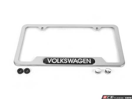 ES#3151381 - 5C0071801P - Volkswagen License Plate Frame - Polished With Black Background - Wear your name brand loyalty on your license plate - Genuine Volkswagen Audi - Volkswagen