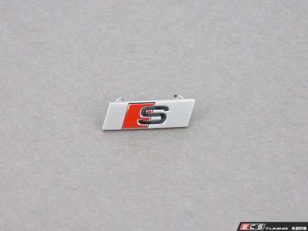 ES#3087060 - 8W0419685C - 'S' Steering Wheel Emblem  - Aluminum 'S' emblem located on the bottom of the steering wheel - Genuine Volkswagen Audi - Audi