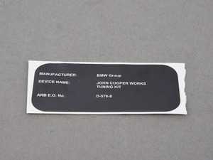 ES#1885163 - 01292167664 - HOMOLOGATION LABEL - Genuine MINI - MINI