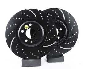 ES#2071362 - GD1571 - Front GD Sport Slotted & Dimpled Brake Rotors - Pair (345x30) - Upgrade to a slotted / dimpled rotor for improved braking - EBC - Audi