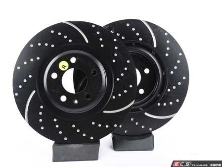 ES#2071362 - GD1571 - Front GD Sport Slotted & Dimpled Brake Rotors - Pair (345x30) - Upgrade to a slotted / dimpled rotor for improved braking - EBC - Audi