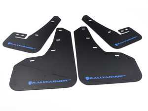 ES#3129660 - MF37URBLKBL - Mud Flap Kit - Black With Blue Logo - Durable, polyurethane mud flaps - Rally Armor - Volkswagen