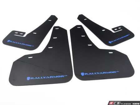 ES#3129660 - MF37URBLKBL - Mud Flap Kit - Black With Blue Logo - Durable, polyurethane mud flaps - Rally Armor - Volkswagen