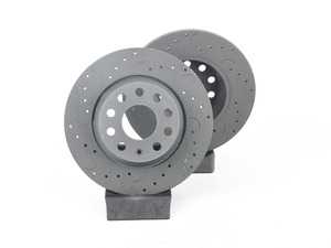 ES#3571253 - HTC4898 - Talon Rear Cross Drilled & Slotted Brake Rotors - Pair (282x12) - Upgrade to a slotted / cross-drilled rotor for improved braking - Hawk - Audi Volkswagen