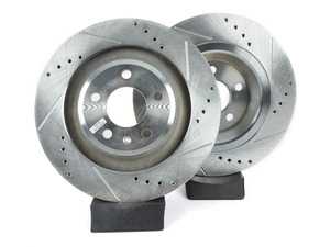 ES#3155009 - EBR1015XPR - Rear Cross Drilled & Slotted Brake Rotors - Pair (330x22) - Upgrade to a zinc plated slotted / cross-drilled rotor for improved braking - Power Stop - Audi