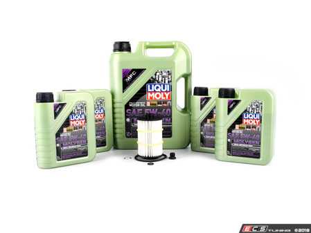ES#3639493 - 079198405DKT - Premium Oil Service Kit - Includes 9 liters of LiquiMoly MolyGen Oil (5w-40) synthetic engine oil, oil filter, and drain plug w/sealing washer - Assembled By ECS - Audi