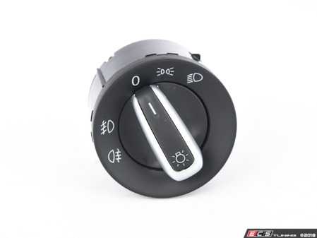 ES#2898634 - 3C8941431CXSH - Standard European Headlight Switch - Brushed Trim - Controls headlights, parking lights, front fog lights, and rear fog lights - Vemo - Volkswagen