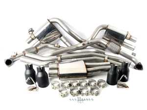 ES#3499447 - SSXAU707 - Cat-Back Exhaust System - Resonated With Valves - 2.50" stainless steel with quad GT-100 Cerakote black tips - Milltek Sport - Audi
