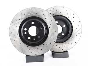 ES#3537748 - 025997ECS0617KT -  Front V4 Cross Drilled & Slotted Brake Rotors - Pair (345x30) - (NO LONGER AVAILABLE) - Precision manufactured and featuring an electrostatic rust-inhibiting coating - ECS - Audi