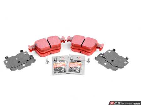 ES#3536837 - 025997ECS0296KT - Performance Rear Brake Service Kit - Featuring ECS V5 Slotted rotors and EBC RedStuff pads - Assembled By ECS - Audi Volkswagen