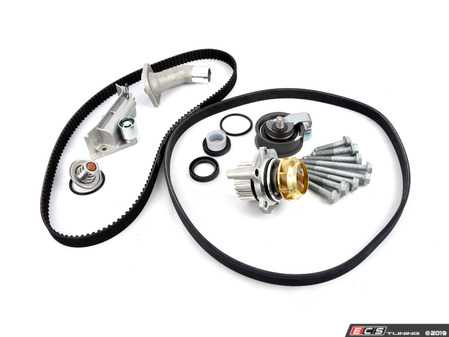 ES#3619107 - 06B198479KT9 - Timing Belt Kit - Ultimate  - Complete kit to service your timing belt, Hepu water pump, and thermostat. Featuring ECS Heavy Duty Cast Aluminum Thermostat Housing! - Assembled By ECS - Audi Volkswagen
