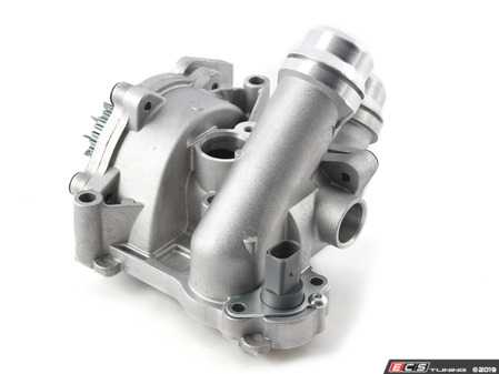 ES#3647064 - 06H121026DD -  Aluminum Water Pump Module (06H121026DD) - Complete water pump housing module, includes thermostat, temp sensor, and gasket - Featuring a full aluminum housing with metal impeller! - Metelli - Audi Volkswagen