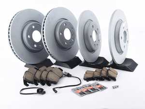 ES#3184524 - 8K0615301AKT33 - Front & Rear Brake Service Kit - Featuring Zimmermann rotors and ECS DD23 Daily Driver ceramic pads - Assembled By ECS - Audi