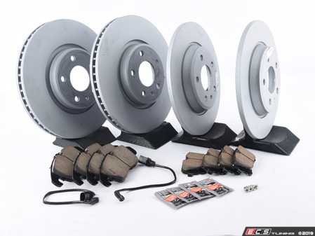 ES#3184524 - 8K0615301AKT33 - Front & Rear Brake Service Kit - Featuring Zimmermann rotors and ECS DD23 Daily Driver ceramic pads - Assembled By ECS - Audi