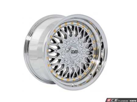 ES#4941349 - ESM-002R-10KT1 - 15" ESM-002R Wheels - Set Of Four - 15x8 ET15 4x100 57.1CB - Platinum Chrome/Gold Rivets - ESM Wheels - BMW Volkswagen