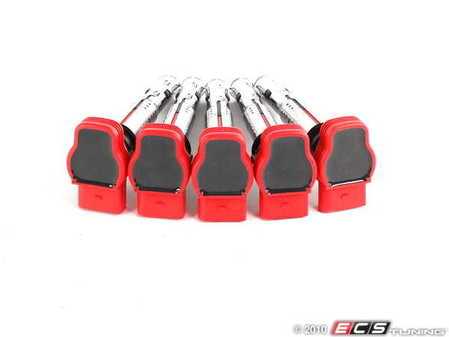 ES#2075239 - 06E898002 - Ignition Coils - Set Of Five - Dress up your engine bay with red coil packs - NFIS Original Equipment - Audi Volkswagen