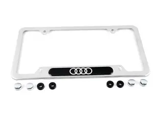 Audi Rings License Plate Frame - Brushed Stainless Steel