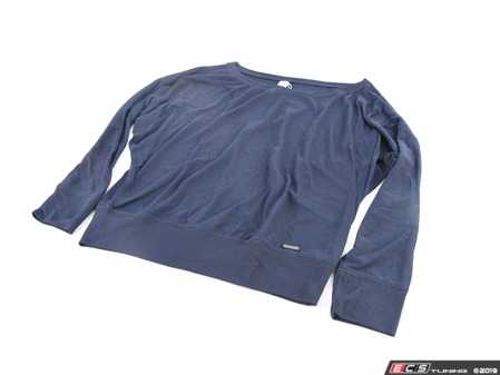 ES#3613894 - ACM3035NVYSM - Schon Flowy Top - Ladies Small - The Schon Flowy Top gives the traditional longsleeve a fresh update with our soft poly-viscose blend, draped silhouette and wide neckline that can be worn on or off the shoulder. - Genuine Volkswagen Audi - Audi