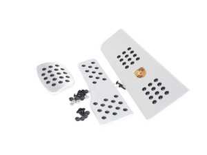 ES#2840357 - P7162102DSILVER - Rennline 3-Piece Rubber Grip Pedal Set - Silver/Domed Crest - Improve the look of your interior and fine-tune your driving experience - Rennline - Porsche