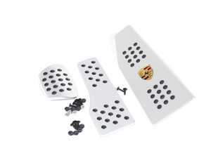 ES#2840349 - P7162101CSLVR - Rennline 3-Piece Rubber Grip Pedal Set - Silver/Cast Crest - Improve the look of your interior and fine-tune your driving experience - dead pedal accepts Porsche crest (sold separately)! - Rennline - Porsche