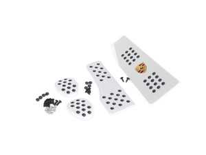 ES#2840321 - P7160101CSLVR - Rennline 4-Piece Rubber Grip Pedal Set - Silver/Cast Crest - Improve the look of your interior and fine-tune your driving experience - dead pedal accepts Porsche crest (sold separately)! - Rennline - Porsche