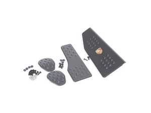 ES#2840322 - P7160101DBLK - Rennline 4-Piece Rubber Grip Pedal Set - Black/Domed Crest - Improve the look of your interior and fine-tune your driving experience - dead pedal accepts Porsche crest (sold separately)! - Rennline - Porsche