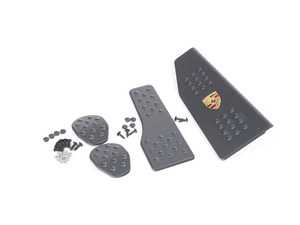 ES#2840320 - P7160101CBLK - Rennline 4-Piece Rubber Grip Pedal Set - Black/Cast Crest - Improve the look of your interior and fine-tune your driving experience - dead pedal accepts Porsche crest (sold separately)! - Rennline - Porsche