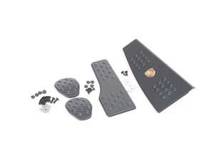ES#2840334 - P716059DBLACK - 4 Piece Pedal Set - Rubber Grip - Black - Throttle, Brake, Clutch, and Dead Pedal that accepts OEM Dome Decal Crest - Rennline - Porsche