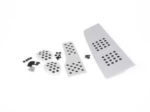 ES#2840326 - P716055SILVER - 4 Piece Pedal Set - Rubber Grip - Silver - Throttle, Brake, Clutch, and Dead Pedal - Rennline - BMW