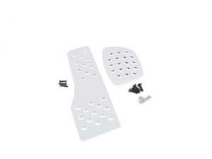 ES#2840252 - P4522SILVER - 2 Piece Pedal Set - Perforated - Silver - Adjustable Brake and Dead Pedal - Rennline - Porsche