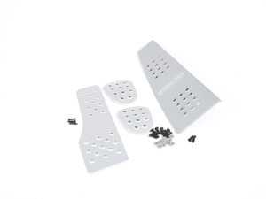 ES#2840244 - P452119SILVER - 4 Piece Pedal Set - Perforated - Silver - Throttle, Brake, Clutch, and Dead Pedal - Rennline - Porsche