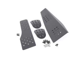 ES#2840243 - P452119BLACK - 4 Piece Pedal Set - Perforated - Black - Throttle, Brake, Clutch, and Dead Pedal - Rennline - Porsche