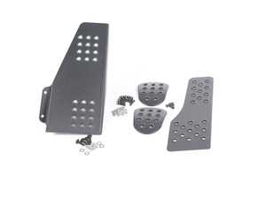 ES#2840225 - P442111BLACK - 4 Piece Pedal Set - Perforated - Black - Adjustable Throttle, Brake, Clutch, and Dead Pedal - Rennline - Porsche