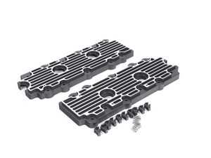 ES#2840167 - M14BLKBR - 993 Billet Aluminum Lower Valve Cover Pair - Black / Brushed - Stop oil leaks dead in their tracks and look great doing it - Rennline - Porsche