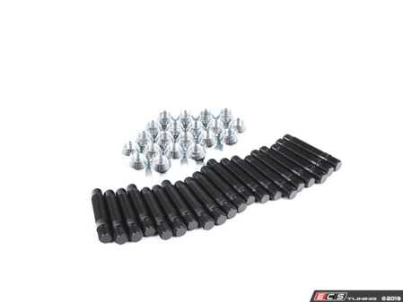 ES#3552551 - LS064545C - Competition Wheel Stud Conversion Kit - Steel Conical Seat Nuts - 45mm Front / 45mm Rear - Set of 20 Black Zinc coated studs and steel conical seat lug nuts - Rennline - Porsche