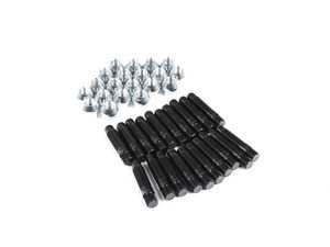 ES#3552543 - LS063535C - Competition Wheel Stud Conversion Kit - Steel Conical Seat Nuts - 35mm Front / 35mm Rear - Set of 20 Black Zinc coated studs and steel conical seat lug nuts - Rennline - Porsche